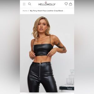 NWT! Hello Molly Faux Leather Crop Top